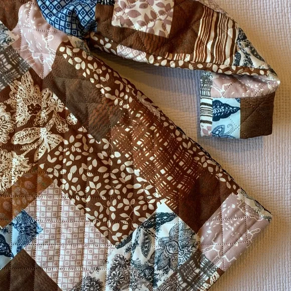 Cider Patchwork Brown Blazer Jacket - Picture 11 of 16